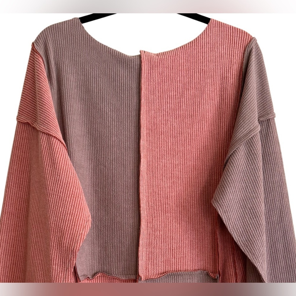 EASEL Boho Lagenlook Colorblock Patchwork Ribbed Knit Lightweight Sweater 2X NWT - Picture 7 of 9